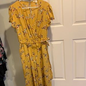 Francesca’s Mustard Floral Jumpsuit
